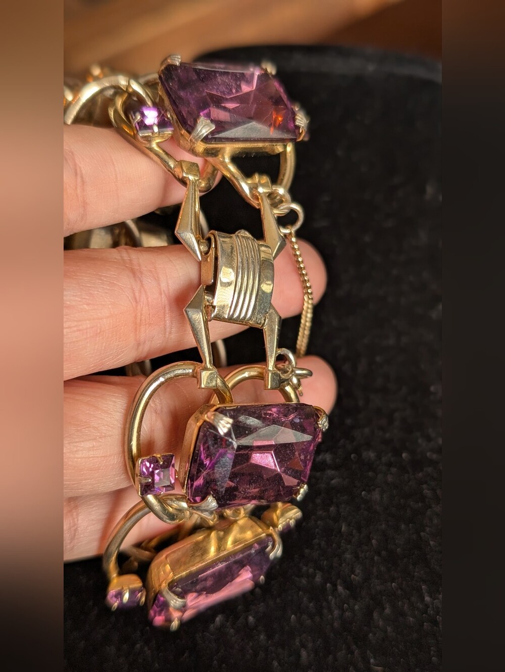 Denbe Chunky Gold -tone Rhinestone bracelet - Picture 13 of 15
